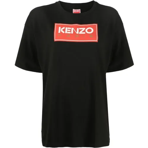 Schwarzes Oversize T-Shirt mit Druck - Kenzo - Modalova