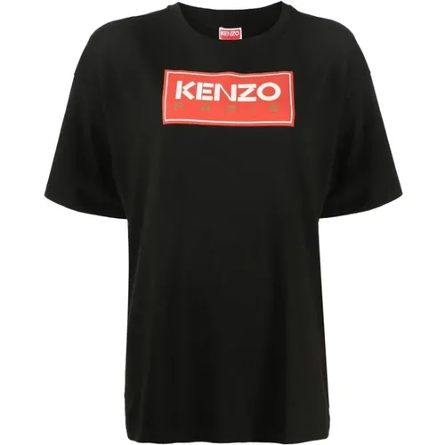 Schwarzes Oversize T-Shirt mit Druck , Damen, Größe: L - Kenzo - Modalova