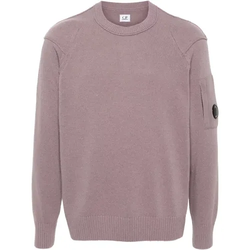 Lambswool Rundhals Pullover in Puder , Herren, Größe: L - C.P. Company - Modalova