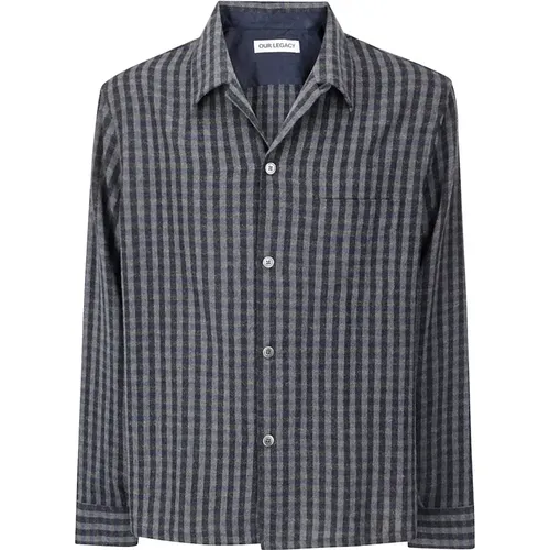 Checkered Wool Blend Collar Shirt , male, Sizes: S, M, L - Our Legacy - Modalova