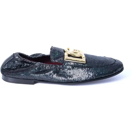 Pailletten Slipper Loafers für Herren , Herren, Größe: 45 EU - Dolce & Gabbana - Modalova