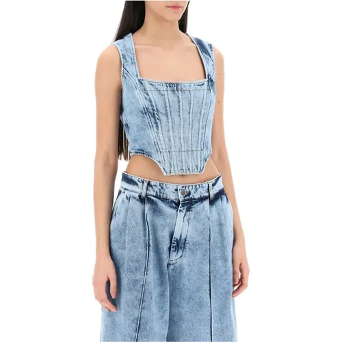 Marmoriertes Denim-Bustier-Top - Giuseppe Di Morabito - Modalova