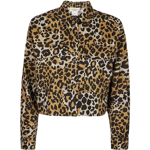 Leopard Print Crop Shirt , Damen, Größe: 2XS - Max Mara Weekend - Modalova