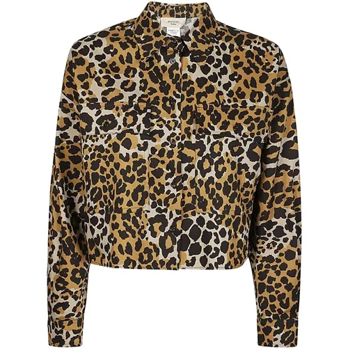 Leopard Print Crop Shirt , female, Sizes: 3XS, S, XS, M, 4XS, 2XS - Max Mara Weekend - Modalova