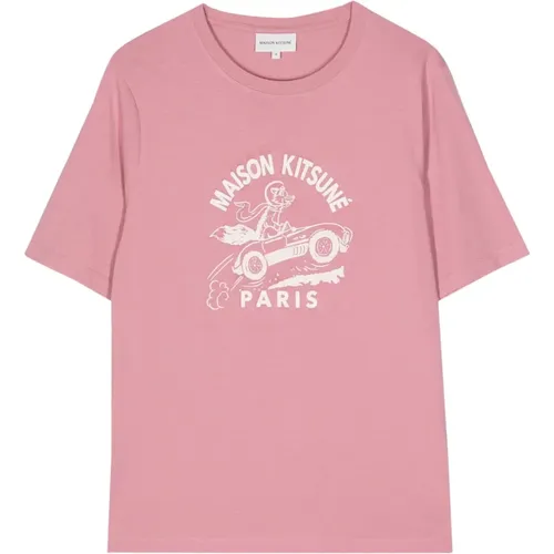 Rosa Racing Fox T-shirt , Damen, Größe: M - Maison Kitsuné - Modalova