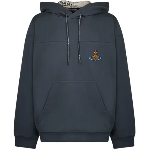 Grauer Raglan Hoodie mit Besticktem Logo , Herren, Größe: L - Vivienne Westwood - Modalova