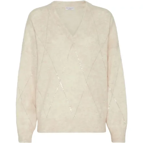 Diamantmuster Pailletten Pullover - BRUNELLO CUCINELLI - Modalova