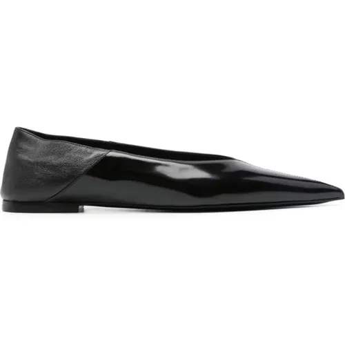 Schwarze Flache Schuhe Zaza , Damen, Größe: 36 1/2 EU - Saint Laurent - Modalova