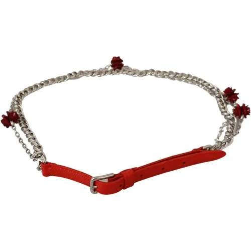 Blumige Rose Taillengürtel in Rot , Damen, Größe: 80 CM - Dolce & Gabbana - Modalova