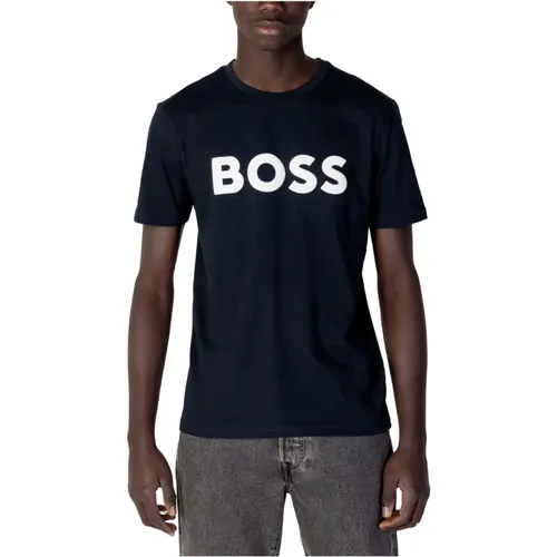 Blaues Print Kurzarm Herren T-Shirt , Herren, Größe: S - Hugo Boss - Modalova
