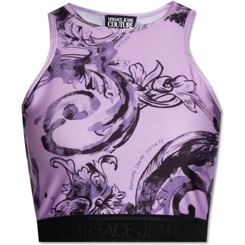 Gekürztes Tanktop , Damen, Größe: 2XS - Versace Jeans Couture - Modalova