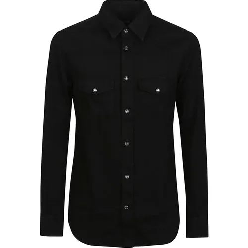 Denim Western Slim Shirt , male, Sizes: M, L - Tom Ford - Modalova