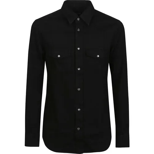 Denim Western Slim Shirt , male, Sizes: XL, M, L - Tom Ford - Modalova