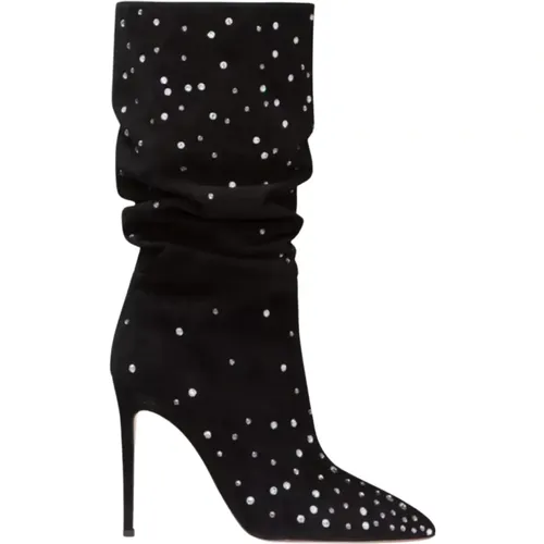 Suede Crystal Stiletto Boots , female, Sizes: 5 UK - Paris Texas - Modalova