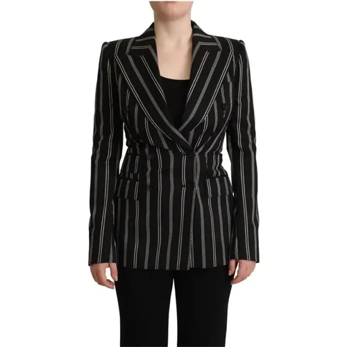 Striped Wool Stretch Jacket , female, Sizes: XS - Dolce & Gabbana - Modalova