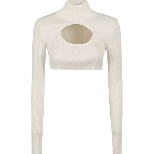Circle Mockneck Rib Knit Sweater , female, Sizes: M - Courrèges - Modalova
