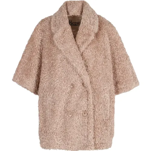 Faux Fur Lapel Coat , Damen, Größe: L - Herno - Modalova