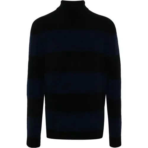 Navy Striped Wool Sweater , male, Sizes: XL, L - Dondup - Modalova