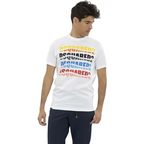Color Wave Round Neck T-shirt , male, Sizes: XL - Dsquared2 - Modalova