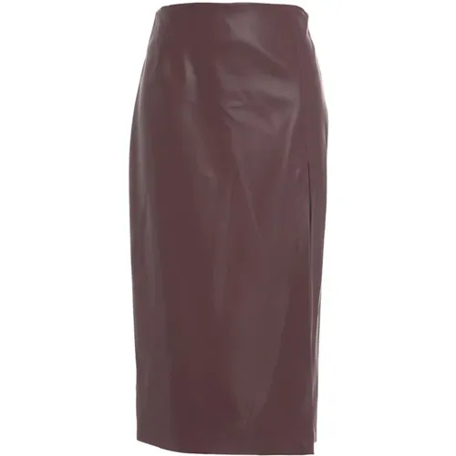 Red Faux Leather Slit Skirt , female, Sizes: M, S - Gender - Modalova