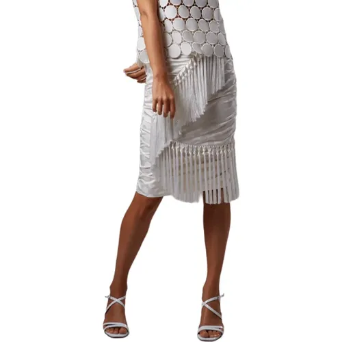 Cream Fringed Skirt - 42 , female, Sizes: XL, M, L - Moskada - Modalova