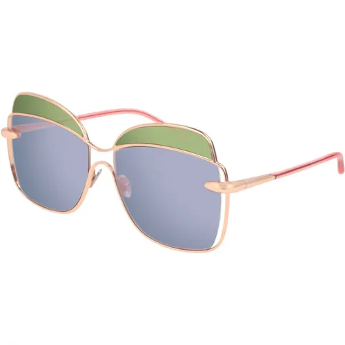 Golden Rose Violet Mirrored Sunglasses , female, Sizes: 57 MM - Pomellato - Modalova