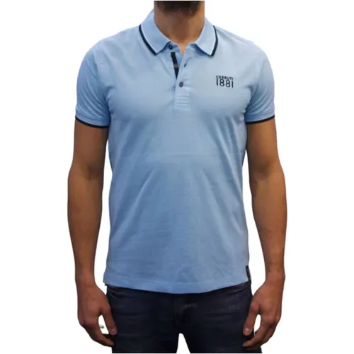 Anliegendes Melange Polo - Blau , Herren, Größe: M - Cerruti 1881 - Modalova