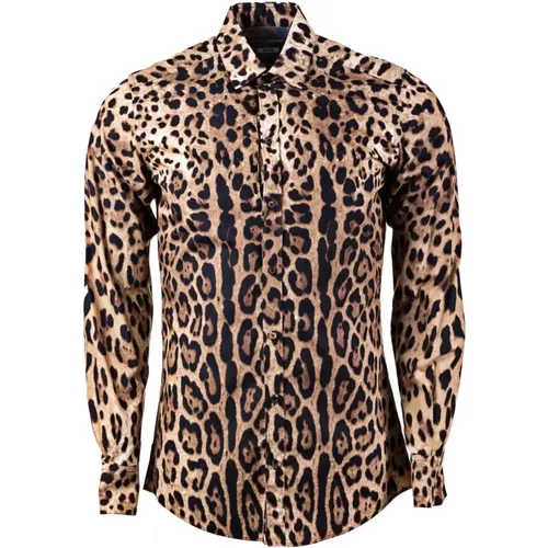 Langarmhemd mit Tiermuster , Herren, Größe: S - Dolce & Gabbana - Modalova