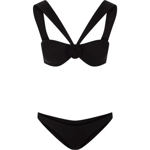 Schwarzes Blumen Bikini Set , Damen, Größe: M - La Revêche - Modalova