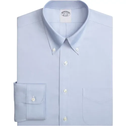 Hellblaues Slim Fit Non-Iron Pinpoint Hemd mit Button-Down-Kragen , Herren, Größe: 4XL - Brooks Brothers - Modalova