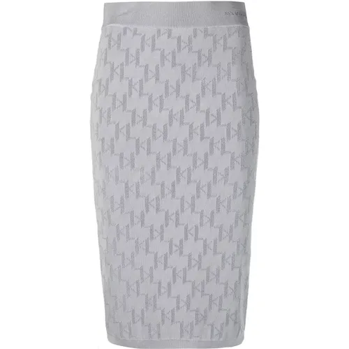 Silver Monogram Jacquard Knit Skirt , female, Sizes: S, XS - Karl Lagerfeld - Modalova