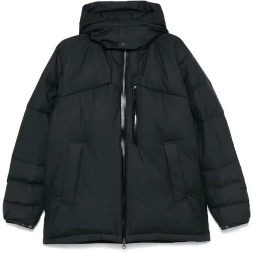 Schwarze Wasserdichte Gepolsterte Jacke mit Abnehmbarer Kapuze , Herren, Größe: XL - Mizuno - Modalova