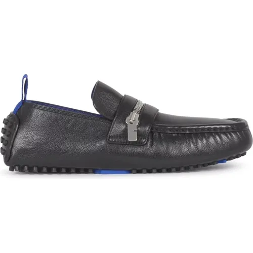 Schwarze Lederloafers mit B-Cut Reißverschluss - Burberry - Modalova