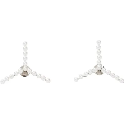 Silberne Mini Y Ohrringe mit Perlen , Damen, Größe: ONE Size - Y/Project - Modalova