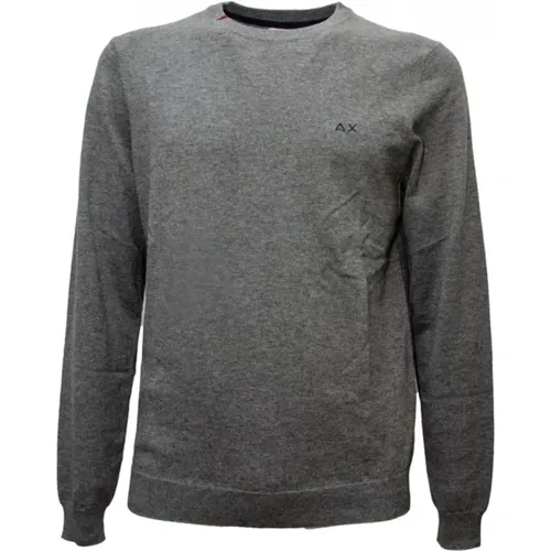 Mens Grey Sweater with Embroidered Details , male, Sizes: S, M, XL - Sun68 - Modalova