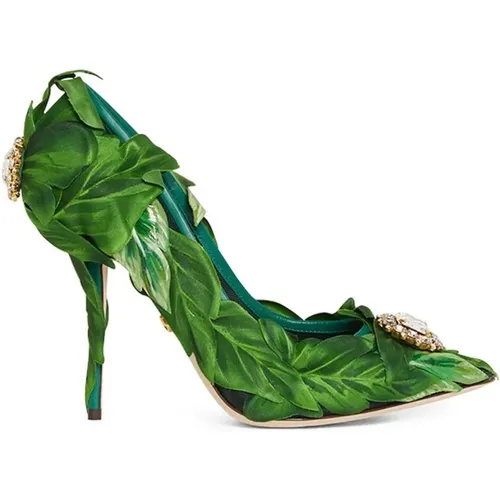 Leaf Appliqué Pumps , female, Sizes: 6 1/2 UK, 5 1/2 UK, 5 UK - Dolce & Gabbana - Modalova