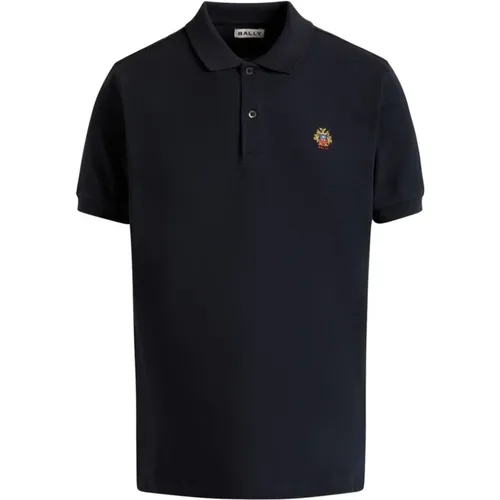 Blaues Poloshirt mit gesticktem Logo , Herren, Größe: M - Bally - Modalova