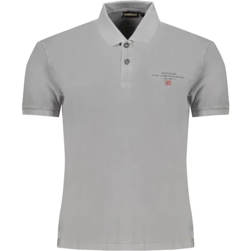 Graues Baumwoll-Poloshirt mit Druck - Napapijri - Modalova