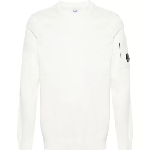 Weißer Strickpullover mit Goggles-Detail,Weiße Pullover für Männer - C.P. Company - Modalova