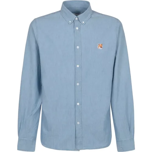 Klassisches Button-Down-Shirt mit institutionellem Foxhe , Herren, Größe: XL - Maison Kitsuné - Modalova