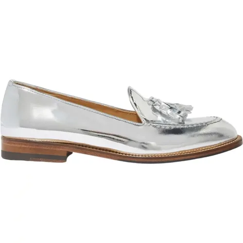 Silberne Tassel Loafers Handgefertigt in Italien , Damen, Größe: 37 1/2 EU - Scarosso - Modalova