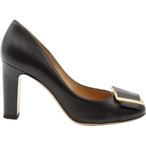 Leather Block Heel Pumps , female, Sizes: 4 UK - Salvatore Ferragamo - Modalova