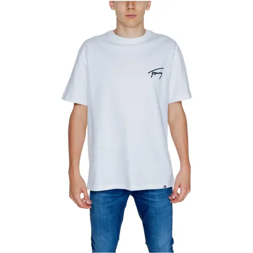 Weißes Rundhals T-Shirt Herren , Herren, Größe: 2XL - Tommy Hilfiger - Modalova