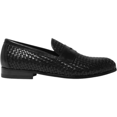 Schwarze Gewebte Kalbsleder Penny Loafers - Scarosso - Modalova