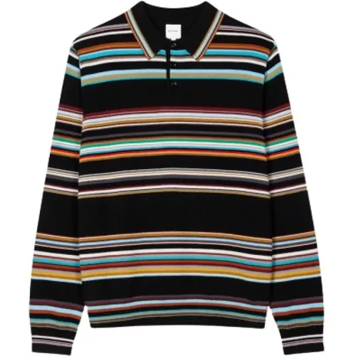 Signature Stripe Knitted Polo Shirt , male, Sizes: L - PS By Paul Smith - Modalova