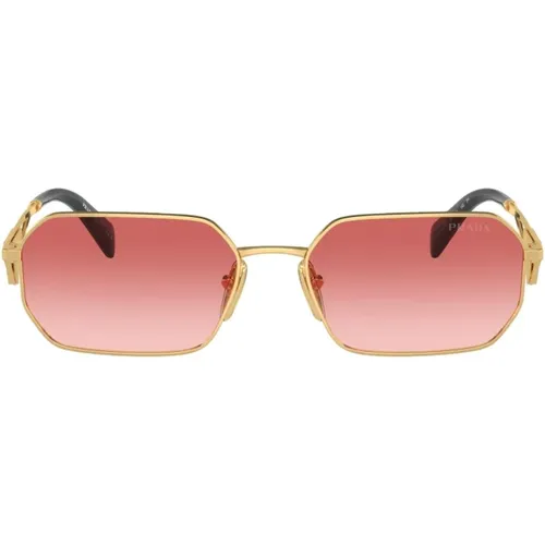 Sonnenbrille mit quadratischem Metallrahmen und roten Verlaufsgläsern , Damen, Größe: 58 MM - Prada - Modalova