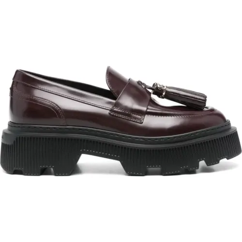 Burgunder Kalbsleder Loafers Quasten - Santoni - Modalova