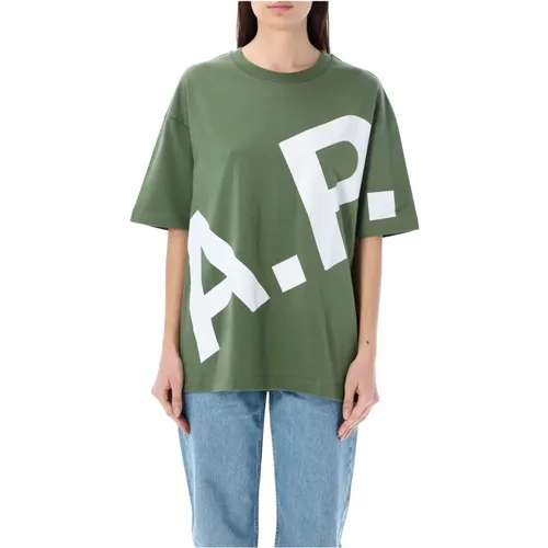 Lisandre T-Shirt, Grau/Grün, Unisex , Damen, Größe: M - A.p.c. - Modalova