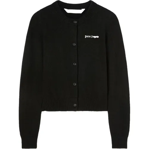 Schwarze Pullover mit vorderer Knopfleiste , Damen, Größe: L - Palm Angels - Modalova