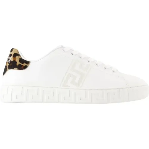 Canvas Sneakers - Weiß - Runde Spitze , Damen, Größe: 38 EU - Versace - Modalova